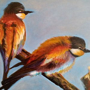 Peinture de deux oiseaux 