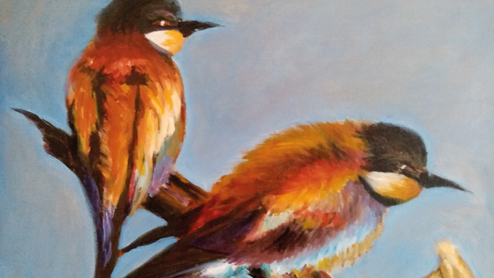 Peinture de deux oiseaux